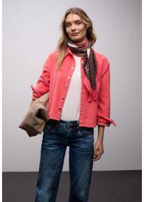 Langarmbluse Street One, Damen, Gr. 38, pink (striking coral), Web, Obermaterial: 100% Baumwolle, unifarben, l&auml;ssig geschnitten h&uuml;ftlang, Rundhals, 1-Knopf-Manschette, Blusen Langarmbluse, in Cord-Qualit&auml;t
