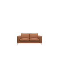 2-Sitzer FLEXLUX "Fiore, super Sitzkomfort durch Kaltschaum im Sitz", braun (modern cogna), B:164cm H:85cm T:92cm, 100% Echteder, Sofas, 2-Sitzer, breite Armlehnen, F&uuml;&szlig;e Alu