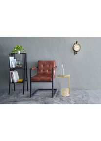 Beistelltisch Kayoom "Rocio 225, Passender Marmorfu&szlig; in kantigem Design", bunt (wei&szlig;, multi), B:30cm H:56cm T:30cm, Tischplatte: 100% marmorisiertes Glas / Gestell: Marmor, Edelstahl, Tische, Beistelltisch, Eckiger Marmorfu&szlig;, eckige Ablagefl&auml;che und Gestell aus Edelstahl