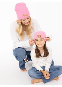 Beanie Zwillingsherz "Dog-Patch" Kids", Baby, bubblegum, Strick, Kaschmir, M&uuml;tzen Beanie, Kaschmir, breiter Umschlag, w&auml;rmend