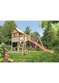 Spielturm Konifera "Finni", beige (natur, rot), Spielt&uuml;rme, KinderB:347cm H:291cm T:264cm, Holzwerkstoff, Spielturm, BxTxH: 347x264x291 cm, B:347cm H:291cm T:264cm
