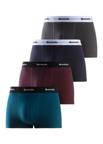 Boxer Bench. "Boxershorts f&uuml;r Herren", Herren, Gr. L, 4 Stk., bunt (navy, bordeaux, petrol, anthrazit), Jersey, Obermaterial: 95% Baumwolle, 5% Elasthan, unifarben, Unterhosen Boxer, Unterhosen mit kontrastfarbigem Bund