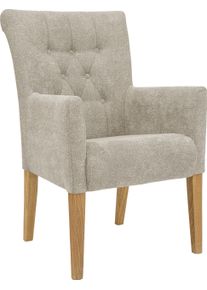 Esszimmerstuhl Home Affaire "King", beige (creme, natur), B:60cm H:92cm T:65cm, Polyester, St&uuml;hle, Esszimmerstuhl, Armlehnstuhl mit Knopfheftung, Polsterstuhl