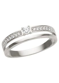 Fingerring Firetti "Schmuck Geschenk Gold 333 Damenring Goldring" Gr. 18, wei&szlig; (wei&szlig;goldfarben, kristallwei&szlig;), Fingerringe, Damen, 18, Wei&szlig;gold 333, 2mm, Fingerring, mit Zirkonia (synth.)