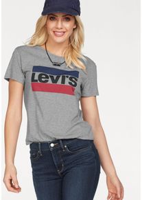 Levi's T-Shirt LEVI'S "Graphic Sport Tee Pride Edition", Damen, Gr. L (40), grau, Jersey, Obermaterial: 100% Baumwolle, bedruckt, Basic, figurbetont normal, Rundhals, Shirts T-Shirt, Logoprint auf der Brust, Topseller