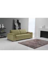 Schlafsofa Egoitaliano "Cecilia, modern & elegant, erstklassiger Sitzkomfort, Dauerschl&auml;fer", gr&uuml;n (salbei), B:234cm H:85cm T:102cm, Leder &raquo;BULL&laquo; (echtes Rindsleder). Geschliffenes, pigmentiertes und behandeltes Rindsleder mit einer Dicke von 1, 3-1, 5 mm. Dieses Leder zeigt eine ziemlich weiche Hand mit einem halb undurchsichtigen Aussehen. Es handelt sich um ein gesch&uuml;tztes Leder. Eine leichte D