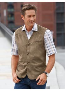 Lederimitatweste Marco Donati, Herren, Gr. 56, grau (taupe), 100% Polyester, unifarben, Westen Lederimitatweste