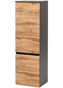 Midischrank Welltime "Kaunas", grau (wotaneiche, grafitgrau), B:40cm H:130cm T:35cm, Holzwerkstoff, Schr&auml;nke, Midischrank, 40 cm breit, Soft-Close-Funktion