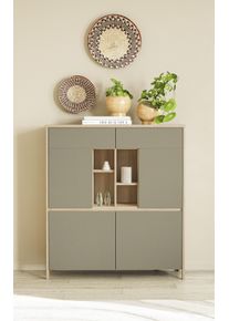 Highboard Home Affaire "Stranda, moderner Schrank, Stauraumelement im Scandic-Style", eukalyptus skandi, B:111cm H:125cm T:39cm, FSC-zertifizierter Holzwerkstoff, Sideboards, Highboard, elegante Rahmenoptik, ausreichend Stauraum, vielseitig einsetzbar