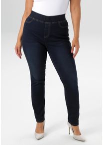 Jeansleggings ANISTON PLUS, Damen, Gr. 48, N-Gr, blau, Denim/Jeans, Obermaterial: 74% Baumwolle, 24% Polyester, 2% Elasthan, unifarben, lang, Jeans Jeansleggings, mit elastischem Bund