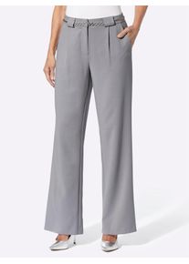 Palazzohose Lady, Damen, Gr. 22, Kurzgr&ouml;&szlig;en, grau (steingrau), 63% Polyester, 33% Viskose, 4% Elasthan, unifarben, lang, Hosen Palazzohose