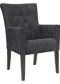 Esszimmerstuhl Home Affaire "King", grau (anthrazit, wenge), B:60cm H:92cm T:65cm, Polyester, St&uuml;hle, Esszimmerstuhl, Esszimmerstuhl mit Knopfheftung