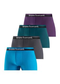 Boxer Bruno Banani "Boxershorts f&uuml;r Herren", Herren, Gr. XXL, 4 Stk., bunt (blau, petrol, navy, anthrazit), Jersey, Obermaterial: 92% Baumwolle, 8% Elasthan (LYCRA), unifarben, k&ouml;rpernah, Unterhosen Boxer, mit erhabenem Logo-Druck auf dem Bund