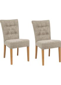 Polsterstuhl Home Affaire "Queen", beige (creme, natur), B:46cm H:93cm T:64cm, 100% Polyester, St&uuml;hle, Polsterstuhl, Esszimmerstuhl mit Knopfheftung, 2er, 4er oder 6er-Set