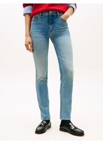 Slim-fit-Jeans Tommy Hilfiger "DNM SLIM RW", Damen, Gr. 33, L&auml;nge 30, love, Denim/Jeans, Obermaterial: 99% Baumwolle, 1% Elasthan, Abriebeffekte, slim fit kn&ouml;chellang, Jeans Slim-fit-Jeans
