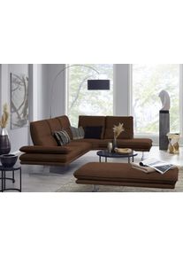 Ecksofa W.Schillig "broadway, Designsofa, mit tollem Sitzkomfort, L-Form", braun (chocolate s37), B:284cm H:94cm T:224cm, Stoff S37 (100% Polyester): Luxus-Microfaser in Lederoptik, Sofas, Ecksofa, Sitztiefenverstellung, Kopfteil- & Seitenteilverstellung, Breite 284cm