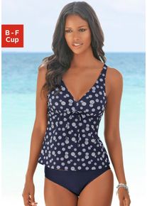 B&uuml;gel-Tankini Lascana, Damen, Gr. 36, Cup B, blau (marine, wei&szlig;), Polyamid, bedruckt, gepunktet, Bikini-Sets B&uuml;gel-Tankini, regulierbar unterhalb der Brust, verstellbare Tr&auml;ger