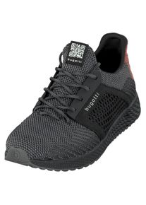 Keilsneaker Bugatti, Herren, Gr. 40, schwarz (schwarz, grau), Textil, Schuhe Keilsneaker, Freizeitschuh, Halbschuh, Sch&uuml;rer mit Kontrastbesatz an der Ferse