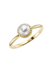 Perlenring Firetti "Schmuck Geschenk Silber 925 Damenring Fingerring Rand Kordeloptik" Gr. 19, gelbgoldfarben, wei&szlig;, Fingerringe, Damen, 19, Perlen Silber 925 (Sterlingsilber), 2mm, Perlen, Silber 925 (Sterlingsilber), Perlenring, mit Muschelperle