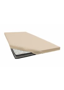 Spannbettlaken Janine "TOPPER 5001", beige (sand), 1 Stk., Jersey-Elasthan, 100x200 100x210 100x220 90x200 90x210 90x220 10cm, Jersey-Elasthan, Obermaterial: 95% Baumwolle, 5% Elasthan, Bettlaken, Spannbettlaken, mit Rundumgummizug