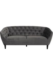 3-Sitzer ACTONA GROUP "Ria Couch, Sofa", grau (dunkelgrau), B:191cm H:39,4cm T:84cm, Sofas, 3-Sitzer, Samtstoff, Massivholz-Beine, Taschenfederkern, Tufting, mit Armlehnen