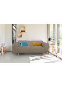 2-Sitzer OTTO HOME "Maroon", beige, B:200cm H:82cm T:96cm, Struktur grob ( 100% POLYPROPYLEN;Struktur fein ( 100% Polyester);Struktur (100% Polyester), Sofas, 2-Sitzer, in skandinavischem Design, mit losen Kissen