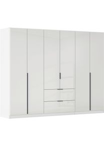 Dreht&uuml;renschrank OTTO HOME "Kleiderschrank Kleiderschr&auml;nke Schrank Garderobe AGORDO mit Glasfront", wei&szlig; (alpinwei&szlig;, glas kristallwei&szlig;), B:271cm H:210cm T:54cm, Holzwerkstoff, Schr&auml;nke, Dreht&uuml;renschrank, mit Au&szlig;enschubk&auml;sten, in 7 Breiten und 2 H&ouml;hen MADE IN GERMANY