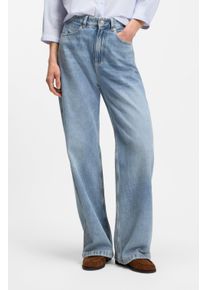 Straight-Jeans BOSS Orange "MARLENE HR 11.0 Premium Damenmode", Damen, Gr. 26, L&auml;nge 30, blau (medium blau 421), Denim/Jeans, Obermaterial: 100% Baumwolle, unifarben, straight fit lang, Jeans Straight-Jeans, High Rise, Wide Leg