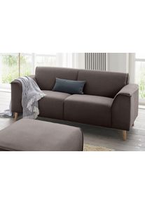 2-Sitzer Home Affaire "Janek Scandic Design, elegant und zeitlos", grau (stone), B:178cm H:81cm T:90cm, Struktur fein ( 100% Polyester);Struktur weich (92% Polyester, 8% Nylon);Struktur weich (92% Polyester, 8% Nylon), Sofas, 2-Sitzer, mit Federkern und Keder in scandinavischem Design