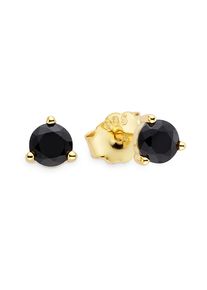 Paar Ohrstecker "Schmuck Geschenk Silberohrstecker", schwarz (gelbgoldfarben, schwarz, schwarz), ANISTON JEWELRY & WATCHES, Ohrringe, Damen, 4mm, Silber 925 (Sterlingsilber), Paar Ohrstecker, mit Zirkonia (synth.)