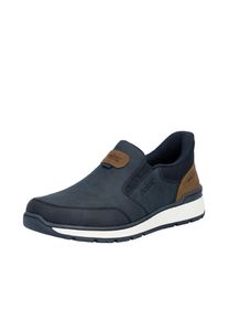 Slipper Rieker "Ready2GO", Herren, Gr. 41, dunkelblau, braun, Lederimitat, Schuhe Slipper, Schlupfschuh, Halbschuh, Slip-on Sneaker mit Stretcheins&auml;tze