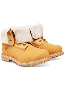 Winterboots Timberland "Timberland AUTHENTICMID WARM LINED WATERPROOF BOOT", Damen, Gr. 37,5, gelb (wheat), Leder, Schuhe Winterboots, Snowboots, Winterstiefel, Winterschuhe, wasserdicht und gef&uuml;ttert