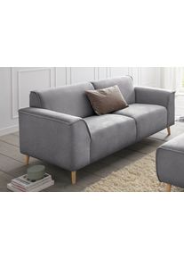 2,5-Sitzer Home Affaire "Janek Scandic Design, elegant und zeitlos", grau, B:193cm H:81cm T:90cm, Struktur fein ( 100% Polyester);Struktur weich (92% Polyester, 8% Nylon);Struktur fein ( 100% Polyester), Sofas, 2 5-Sitzer, mit Federkern und Keder in scandinavischem Design