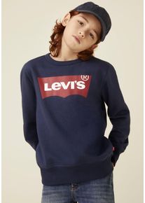 Sweatshirt LEVI'S KIDS "LVB LVB FRENCH TERRY BATWING", Jungen, Gr. 6/116, blau (marineblaus), Sweatware, Obermaterial: 55% Baumwolle, 45% Polyester, bedruckt, Basic normal, Rundhals, Rippb&uuml;ndchen, Sweatshirts Sweatshirt, mit gro&szlig;em Logo