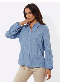 CR&Eacute;ATION L Langarmbluse CREATION L, Damen, Gr. 44, bleu, 100% Polyester, unifarben, Blusen Langarmbluse