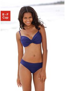 B&uuml;gel-Bikini Lascana, Damen, Gr. 44, Cup D, blau, Polyamid, unifarben, Bikini-Sets B&uuml;gel-Bikini, mit Raffungen am Cup