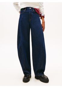 Tapered-fit-Jeans Tommy Jeans "ELLA MID BARREL DI4156", Damen, Gr. 31, L&auml;nge 28, denim schwarz, Denim/Jeans, Obermaterial: 99% Baumwolle, 1% Elasthan, unifarben, bequem kn&ouml;chellang, Jeans Tapered-fit-Jeans