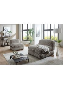 XXL-Sessel Home Affaire "Pia", grau, B:106cm H:84cm T:125cm, Sessel, XXL-Sessel, Loungesessel in Megacord, 2 Gr&ouml;&szlig;en, Schlaffunktion und Pouf-Funktion