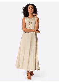 A-Linien-Kleid Casual Looks "Sommer-Kleid", Damen, Gr. 48, Normalgr&ouml;&szlig;en, sand, 95% Polyester, 5% Elasthan, unifarben, wadenlang, Rundhals, Kleider A-Linien-Kleid