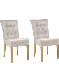 Polsterstuhl Home Affaire "Queen", wei&szlig; (milky, natur), B:46cm H:93cm T:64cm, 100% Polyester, St&uuml;hle, Polsterstuhl, Esszimmerstuhl mit Knopfheftung, 2er, 4er oder 6er-Set