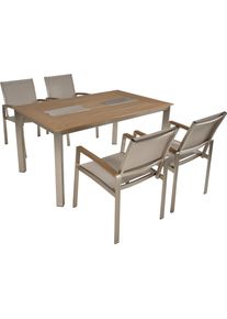 Garten-Essgruppe Garden Pleasure "Tischgruppe &raquo;FLORENCE&laquo;", grau (grau, champagner), Aluminium, Sitzm&ouml;bel-Sets, Garten-Essgruppe, 4 St&uuml;hle (stapelbar), Tisch LxB: 90x75 cm, mit 2 Eisbeh&auml;lter im Tisch