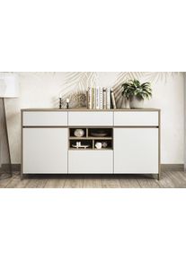 Sideboard Home Affaire "Stranda, moderner Schrank, Kommode im Scandi-Style, 165 cm breit", wei&szlig; (wei&szlig; skandi), B:164cm H:85cm T:39cm, FSC-zertifizierter Holzwerkstoff, Sideboards, Sideboard, elegante Rahmenoptik, ausreichend Stauraum, vielseitig einsetzbar
