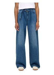 Weite Jeans Mustang "Damen Style Luise Wide", Damen, Gr. 30, L&auml;nge 30, blau (680 mittelblau), Denim/Jeans, 100% Baumwolle, weit, Jeans Weite Jeans