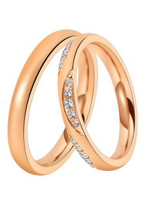 Trauring DOOSTI "Schmuck Geschenk Edelstahl Trauring Ehering Partnerring LIEBE" Gr. 58, rosa (ros&eacute;goldfarben), Fingerringe, Damen, 58,mit Zirkonia, Edelstahl, 3mm, Trauring, wahlweise mit oder ohne Zirkonia