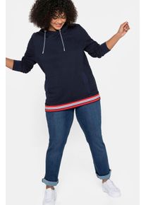Bequeme Jeans sheego, Damen, Gr. 58, Normalgr&ouml;&szlig;en, blau (dunkelblau denim), 37% Viskose, 34% Baumwolle, 27% Polyester, 2% Elasthan, unifarben, lang, Jeans Bequeme Jeans