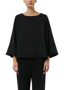 Shirtbluse comma, Damen, Gr. 44, schwarz, Web, Obermaterial: 100% Baumwolle, unifarben, weit h&uuml;ftlang, Rundhals, abgesteppte Kante, Blusen Shirtbluse, 3/4-Arm mit weiten &Auml;rmeln