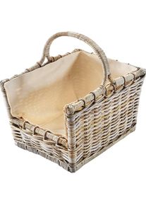Kaminholzkorb LOCKER, grau, Ma&szlig;e(B/T/H):(50/38/45), Rattan, Aufbewahrungsboxen, Kaminholzkorb, 50/38/45 cm