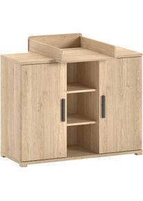 Wickelkommode Vipack "SAM mit 2 Dreht&uuml;ren u. offenen F&auml;chern (Soft-Close) und viel Stauraum", braun (eiche dekor, eiche dekor), B:115,5cm H:99cm T:72,2cm, Holzwerkstoff, Wickelkommoden, Wickelkommode, pflegeleichte Eiche Dekor Oberfl&auml;che