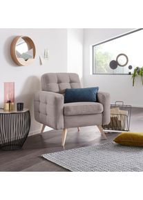 Sessel exxpo - SOFA FASHION "Nappa, Loungesessel, aktuelle R&uuml;ckensteppung, bequem und modern", grau (taupe), B:81cm H:87cm T:78cm, Samtvelours (100% Polyester);Webvelours (100% Polyester), Sessel, Sessel, hoher Holzfu&szlig;
