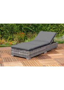 Gartenliege Merxx "TOPSELLER", grau, Obermaterial: 100% Polyester. F&uuml;llung: 100% Polyurethan, Gartenliegen, Gartenliege, pulverbeschichteter Stahl, Polyrattan, verstellbar